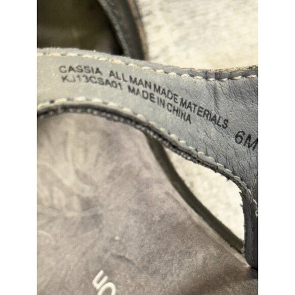 J 41 Adventure On Sandals Womens 6M Cassia T-Strap black Faux Leather heel Wedge - Picture 6 of 16